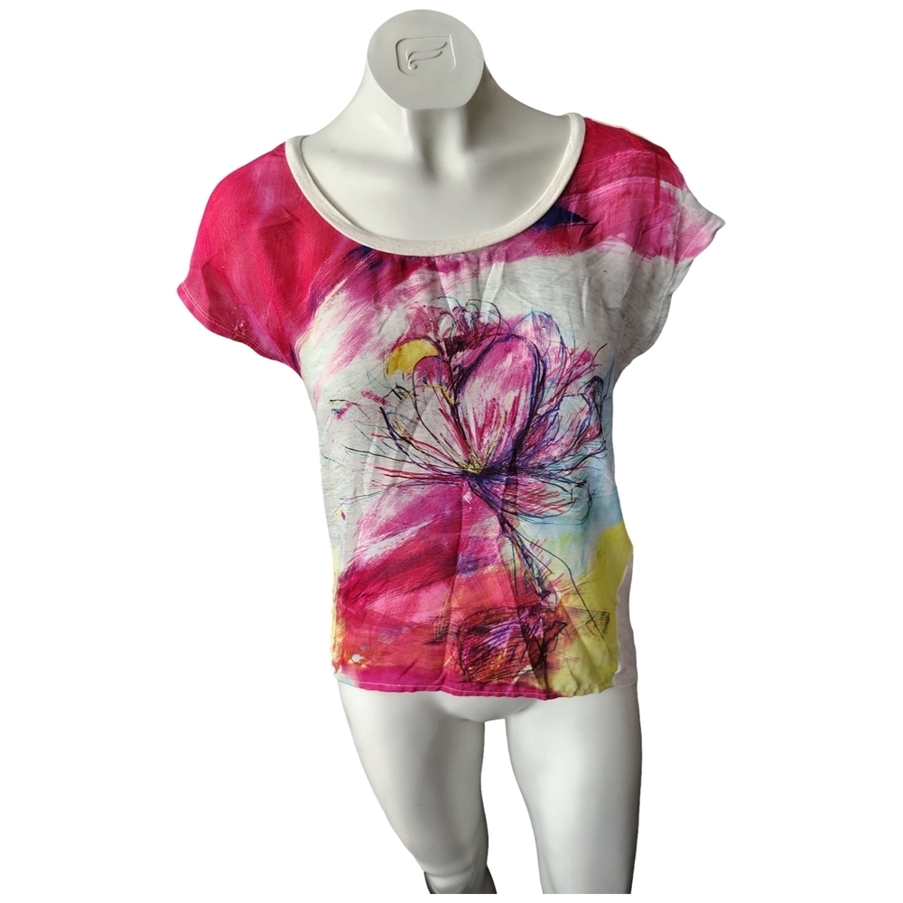 Abercrombie & Fitch Pink and White Floral Short Sleeve Top